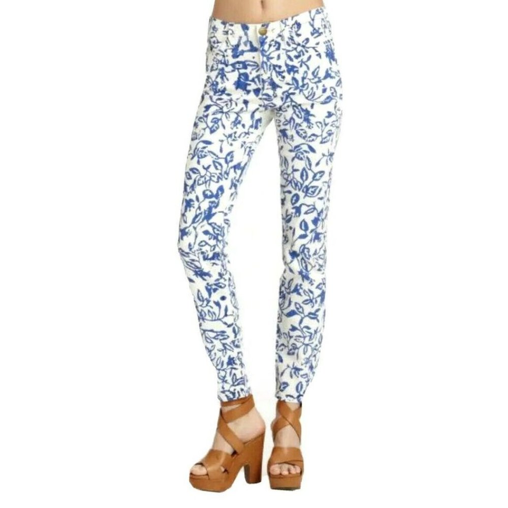 💖NWT Current/Elliott x DVF Blue Floral Printed Relaxed Straight Leg Jeans